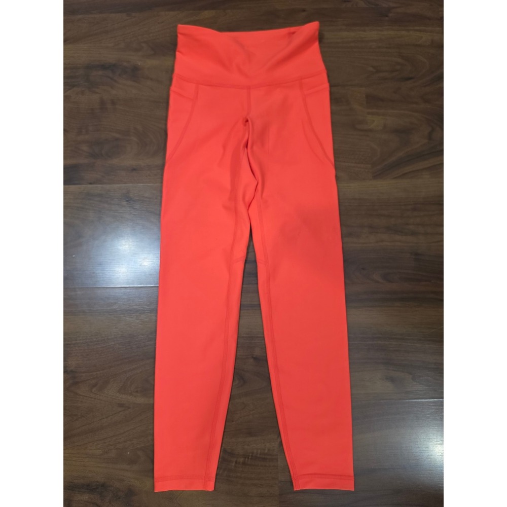 Excellent Old Navy Leggings Small Orange Powersoft High Waisted Side Pockets